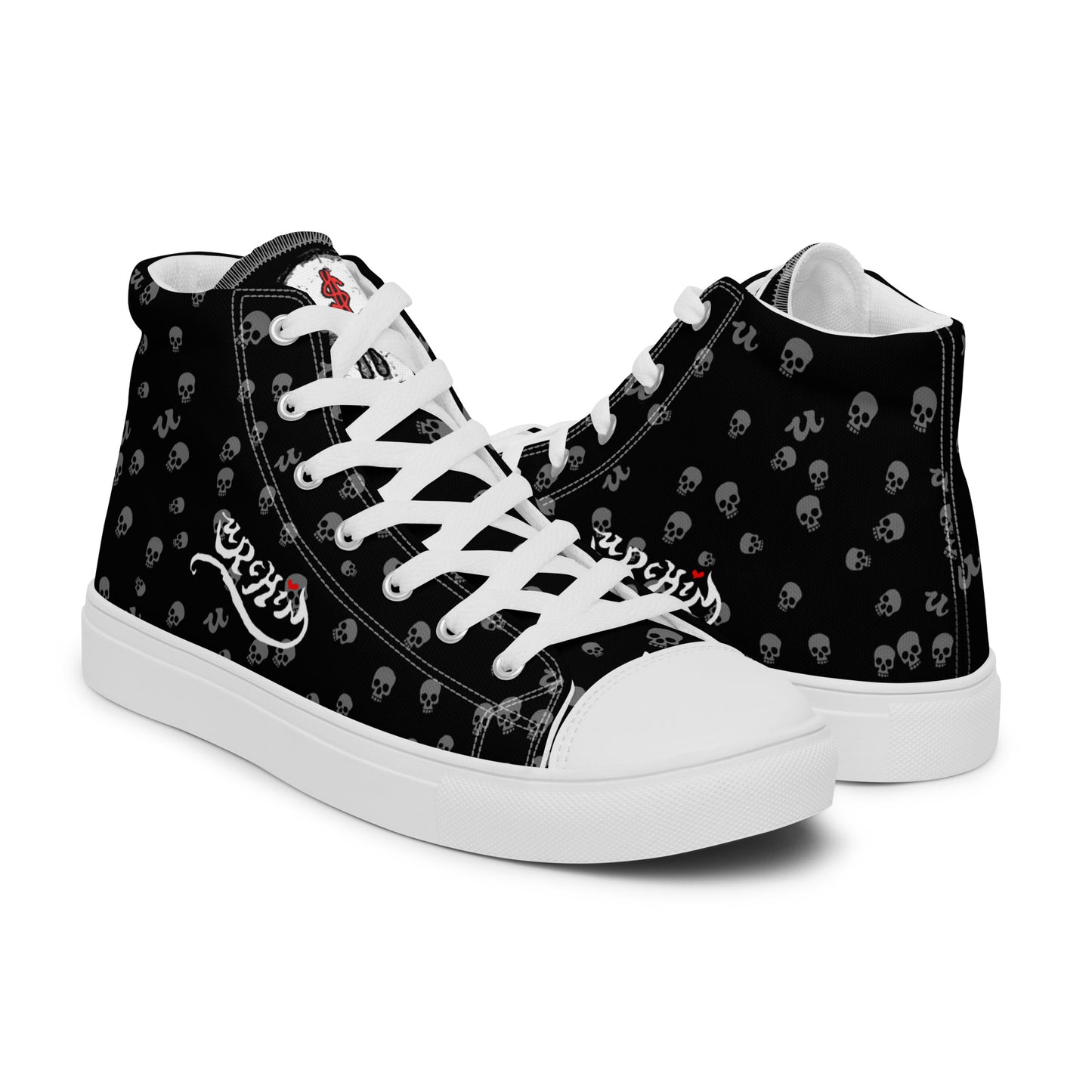 URCHIN Footwear 'SKULL STORM'. Mens high tops. Black or White Detailing Option. Choice of Sizes.