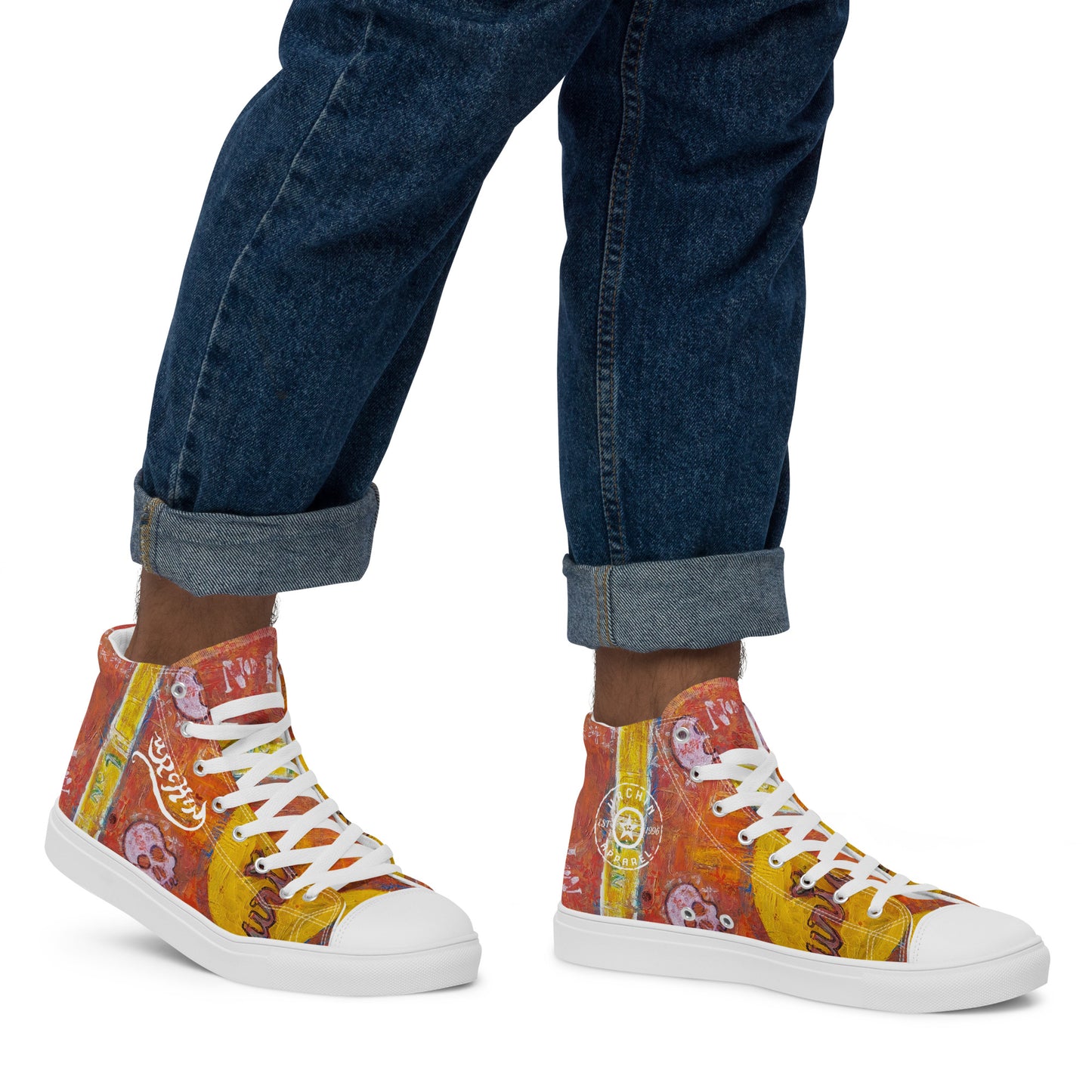 URCHIN Footwear 'NO 1 UNIQUE'. Mens high tops. Black or White Detailing Option. Choice of Sizes.