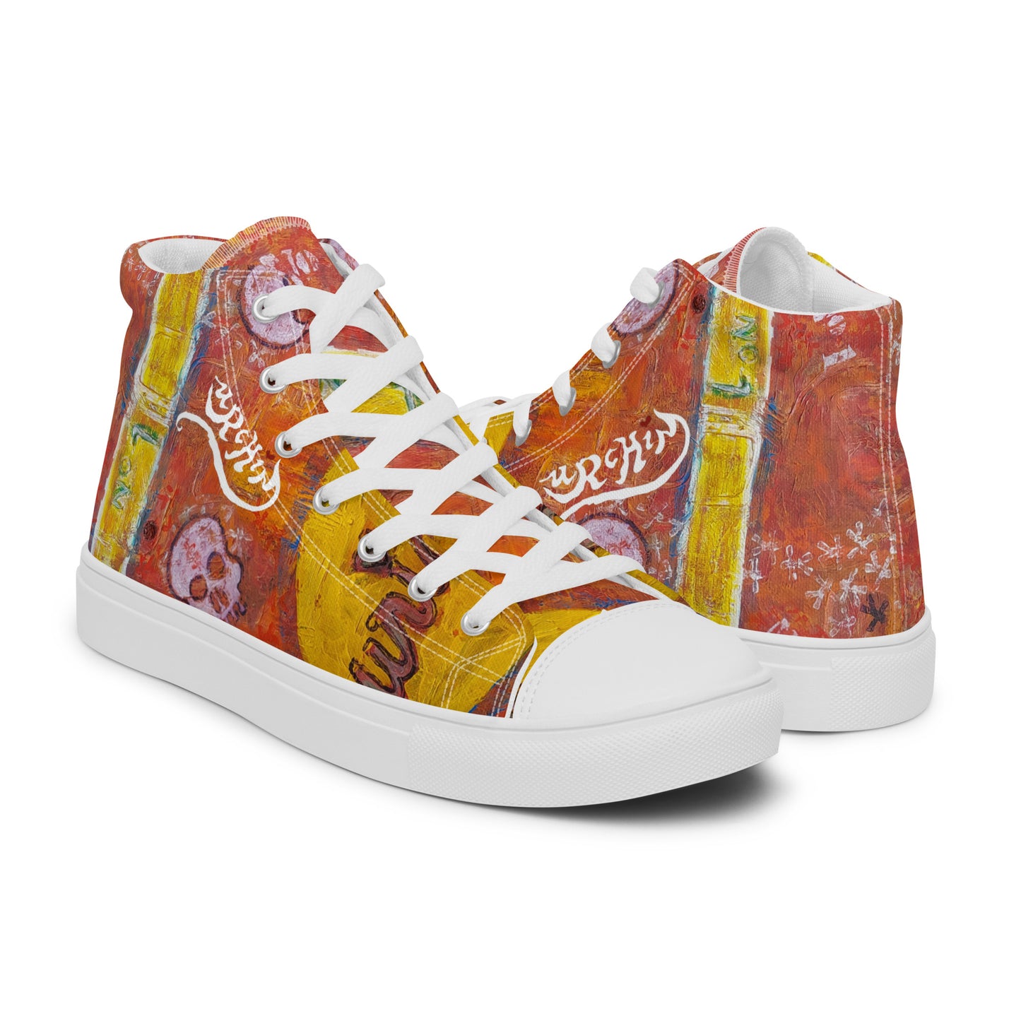 URCHIN Footwear 'NO 1 UNIQUE'. Mens high tops. Black or White Detailing Option. Choice of Sizes.