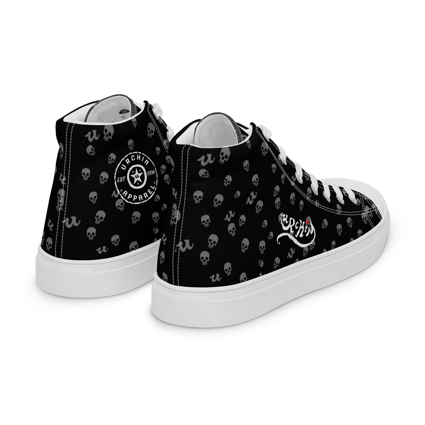 URCHIN Footwear 'SKULL STORM'. Mens high tops. Black or White Detailing Option. Choice of Sizes.