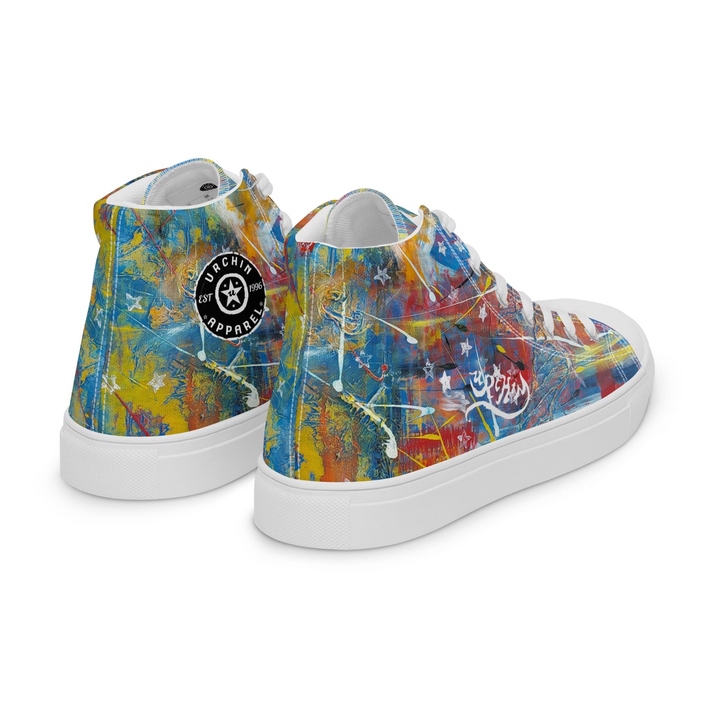 URCHIN Footwear 'FLAGS'. Mens High Tops. Black or White Detailing Option. Choice of Sizes.