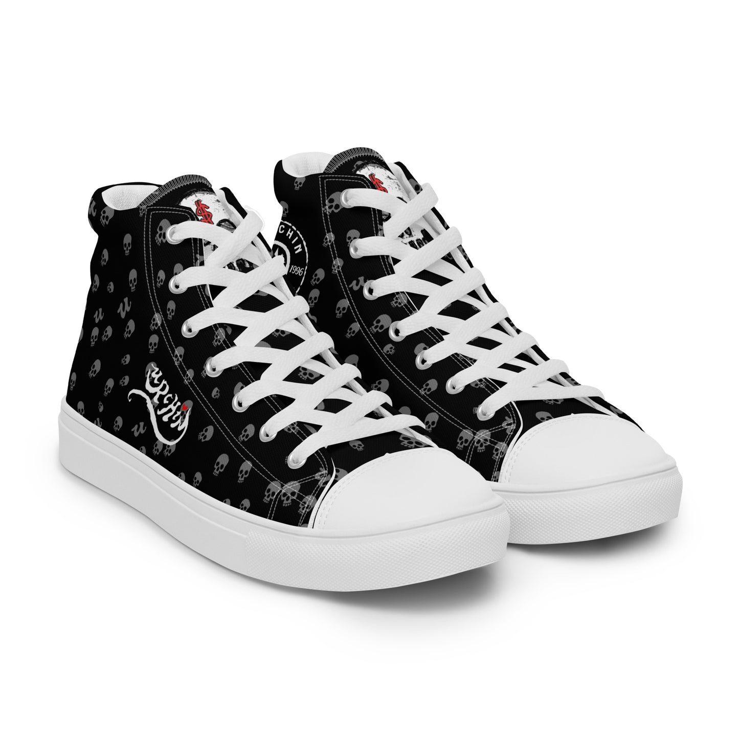 URCHIN Footwear 'SKULL STORM'. Mens high tops. Black or White Detailing Option. Choice of Sizes.