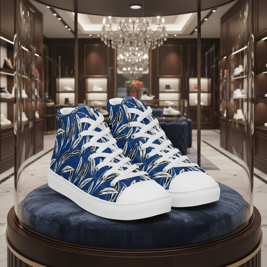 URCHIN Footwear 'U Feather'. Blue. Mens high tops. Black or White Detailing Option. Choice of Sizes.