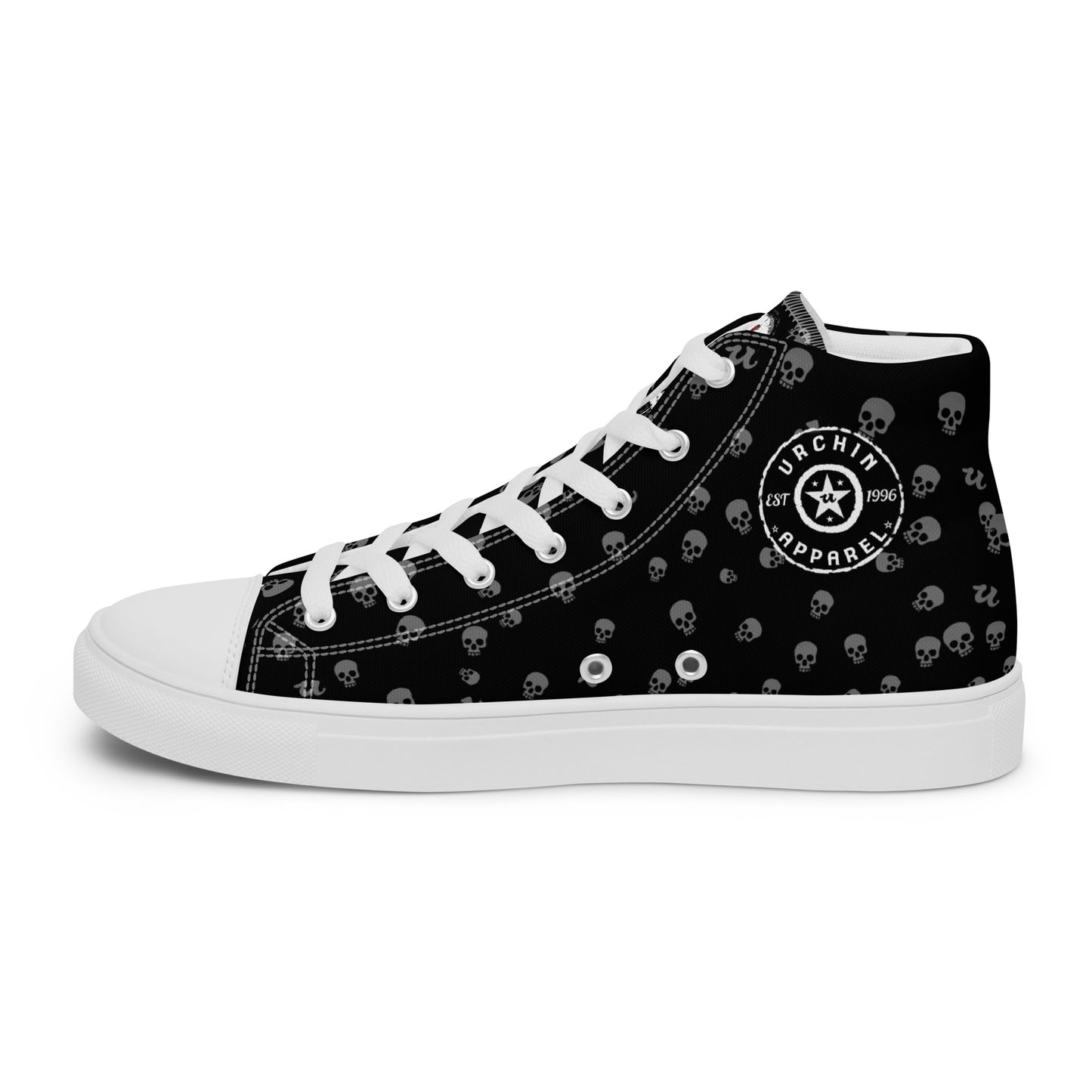 URCHIN Footwear 'SKULL STORM'. Mens high tops. Black or White Detailing Option. Choice of Sizes.