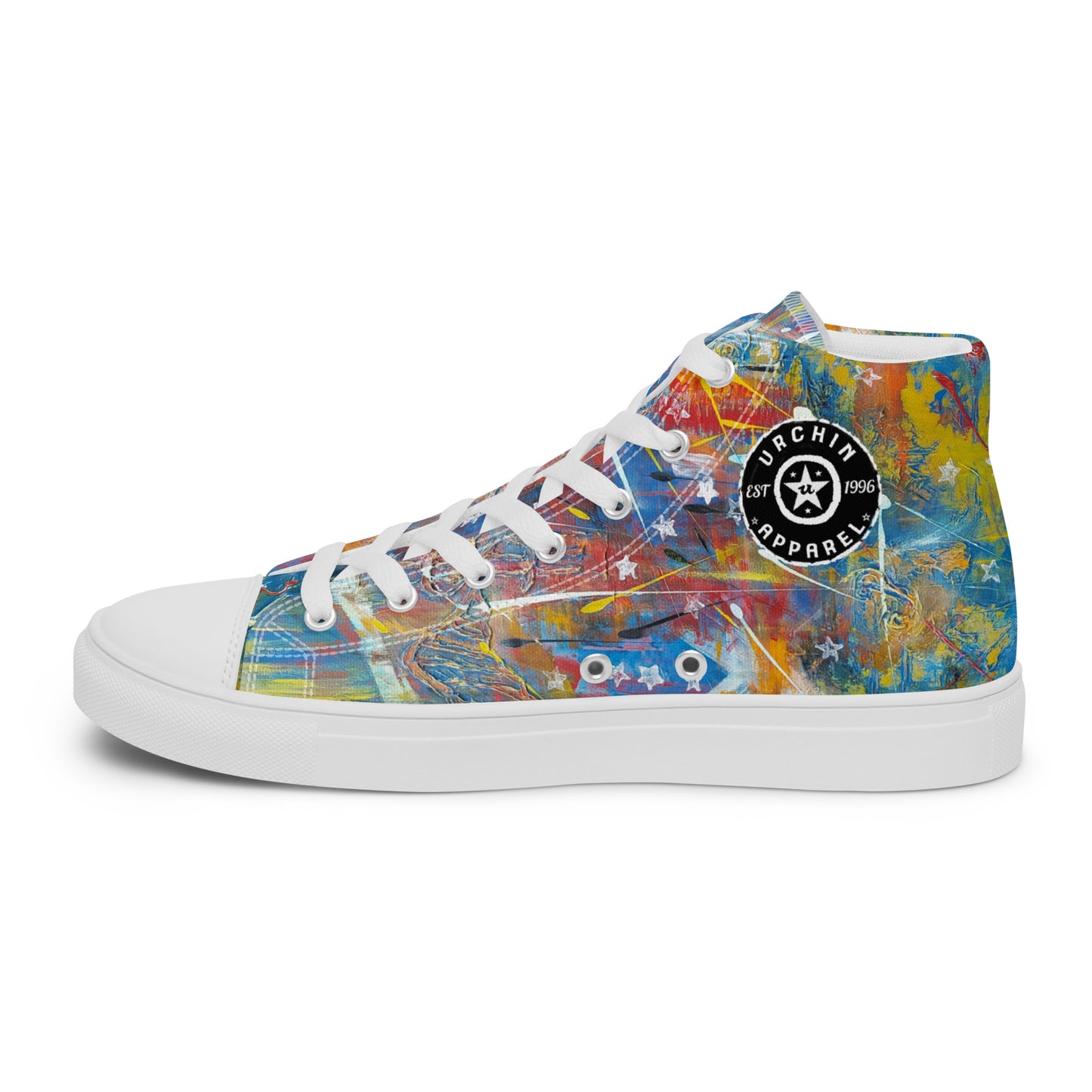 URCHIN Footwear 'FLAGS'. Mens High Tops. Black or White Detailing Option. Choice of Sizes.