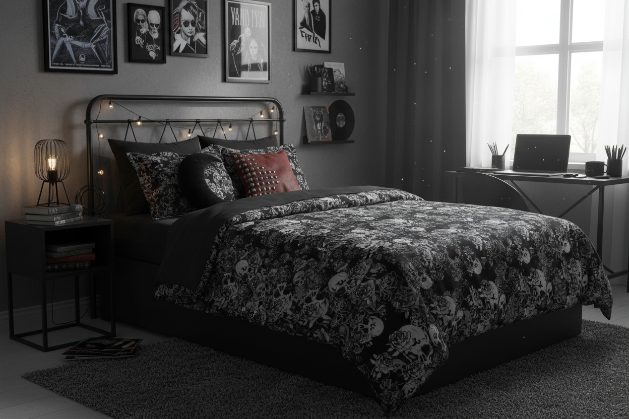 DARK URCHIN SKULL STORM 'NIGHT' Duvet cover