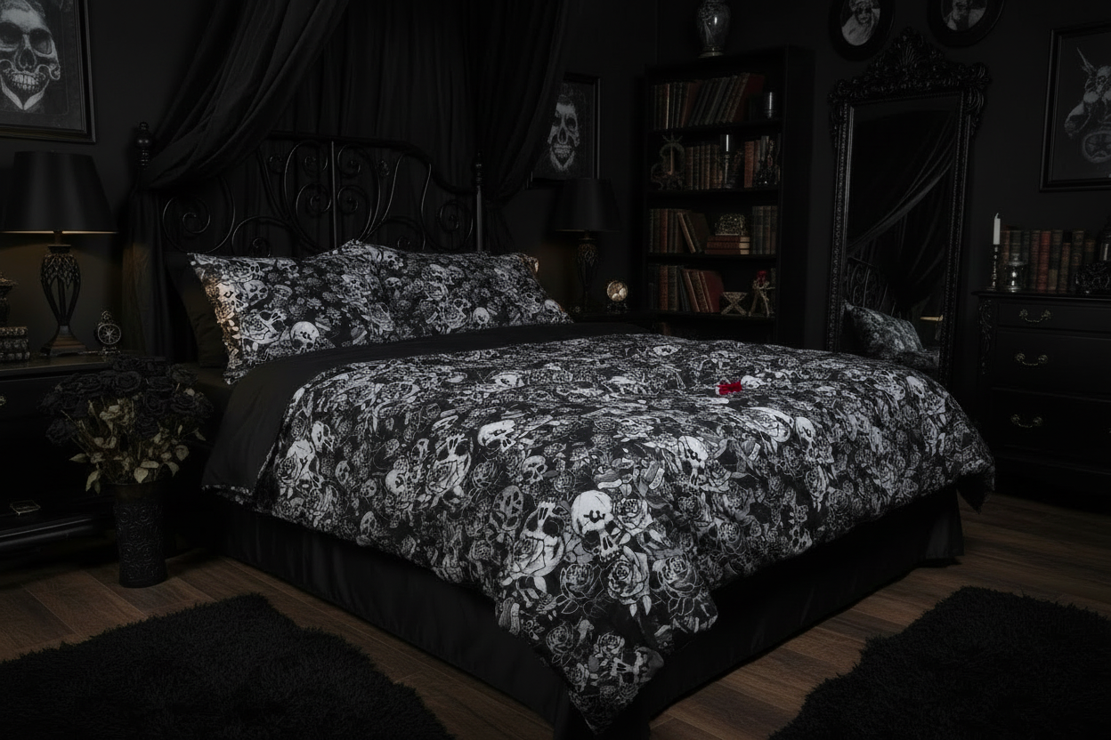 DARK URCHIN SKULL STORM 'NIGHT' Duvet cover