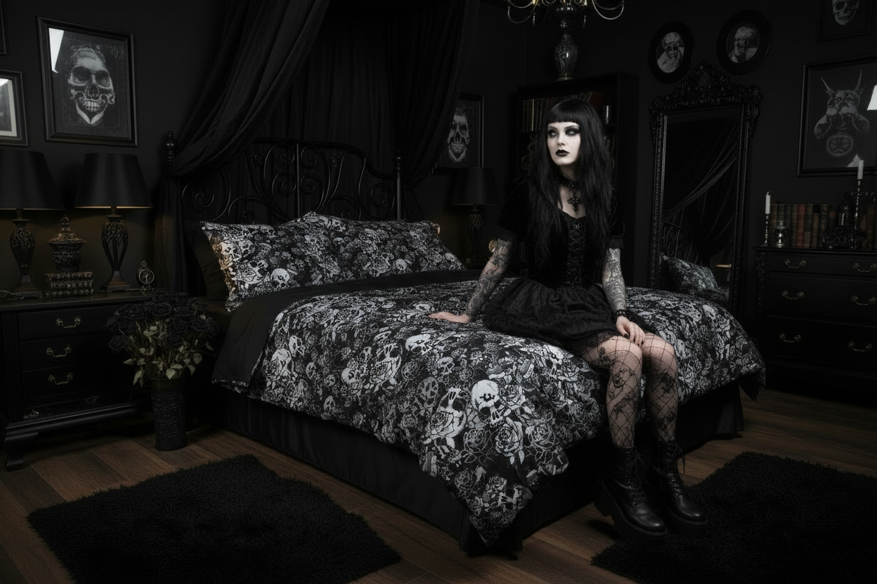 DARK URCHIN SKULL STORM 'NIGHT' Duvet cover