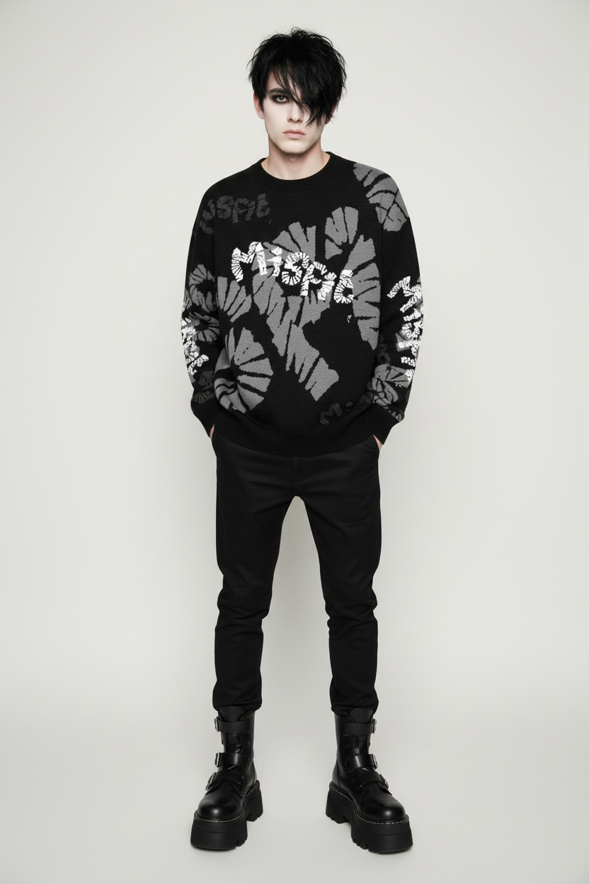 DARK URCHIN 'MISFIT' Unisex Relaxed fit knitted crew neck sweater. 4 Size Options.