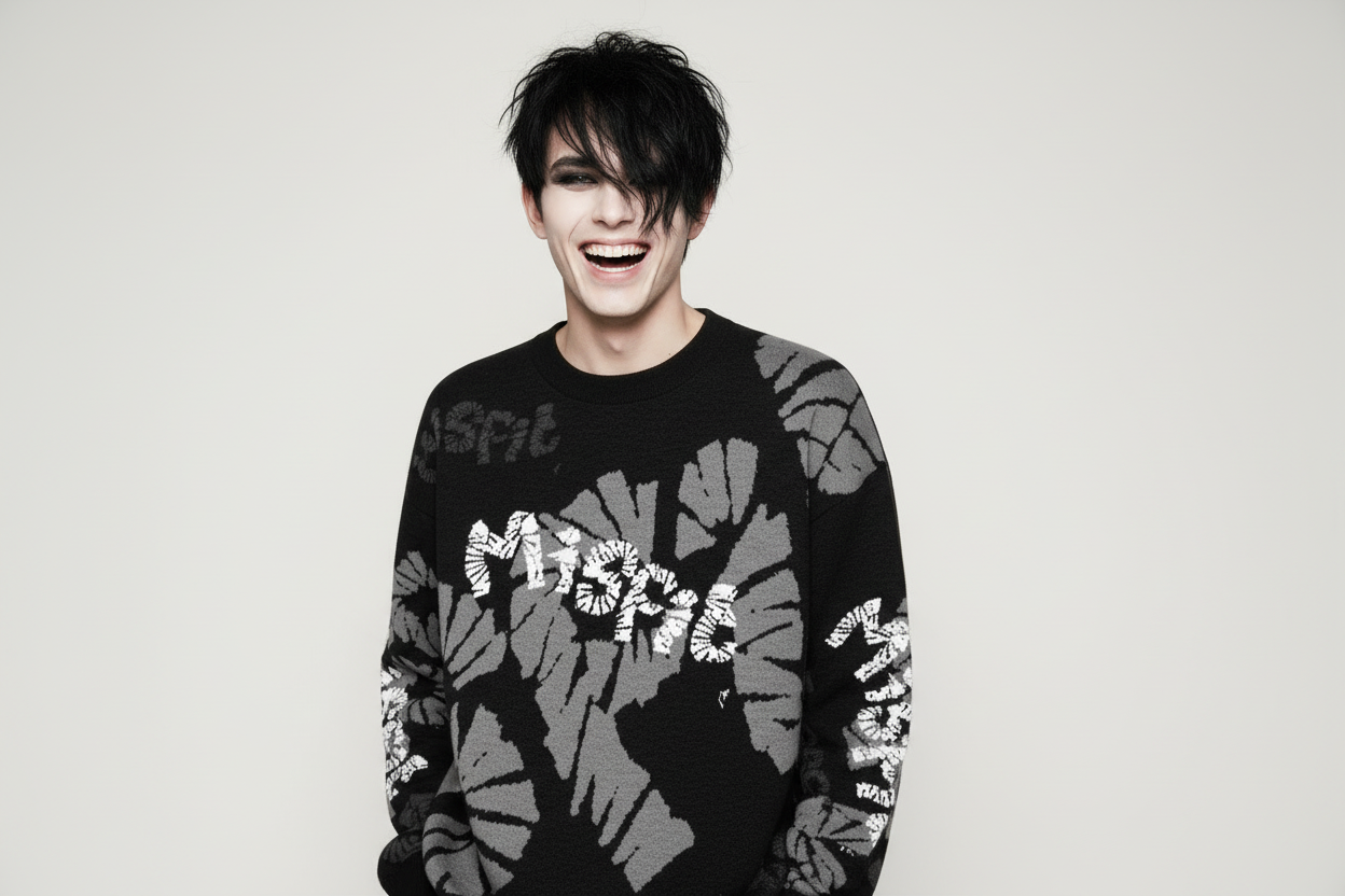DARK URCHIN 'MISFIT' Unisex Relaxed fit knitted crew neck sweater. 4 Size Options.
