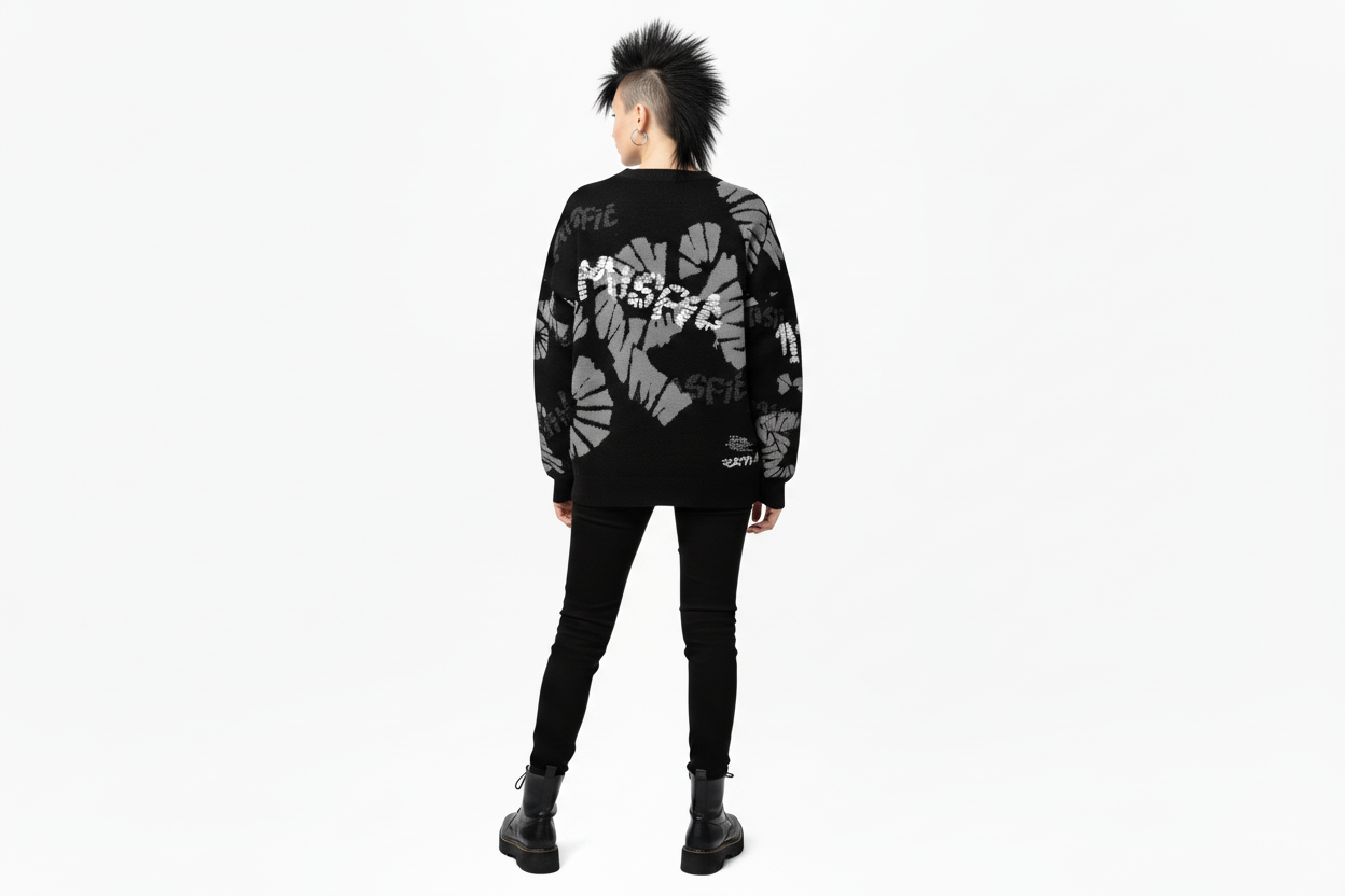 DARK URCHIN 'MISFIT' Unisex Relaxed fit knitted crew neck sweater. 4 Size Options.