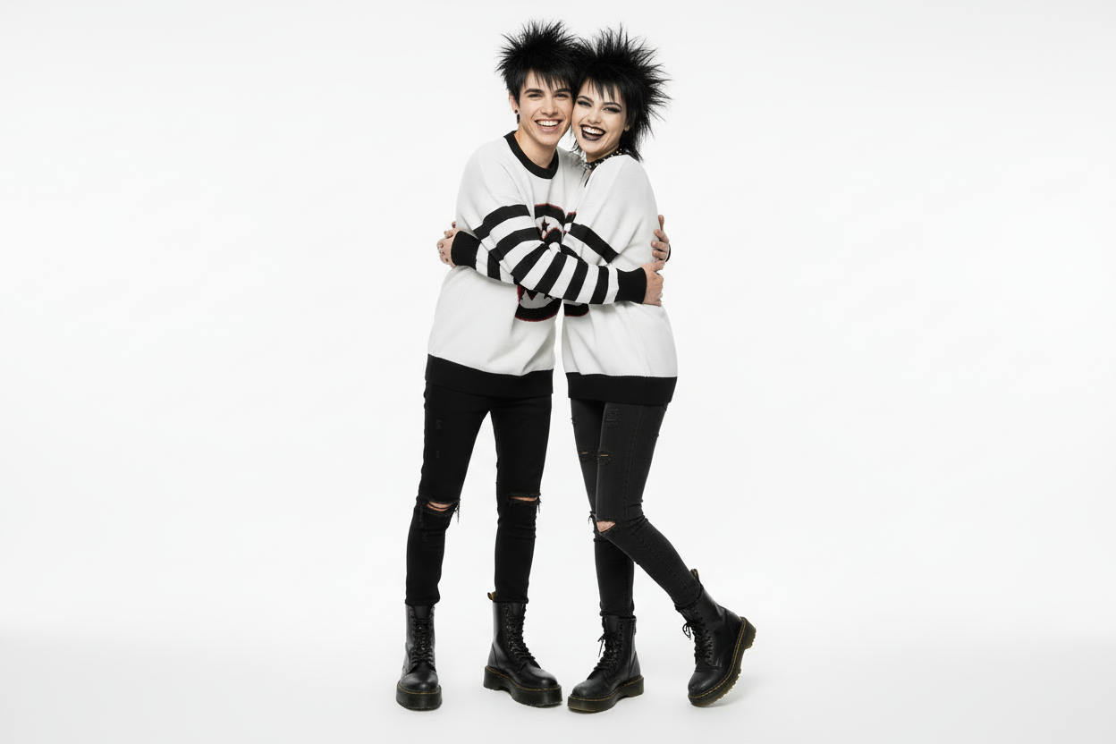 DARK URCHIN 'LOVE U' MENACE Relaxed fit knitted crew neck sweater. Black Heart. XL