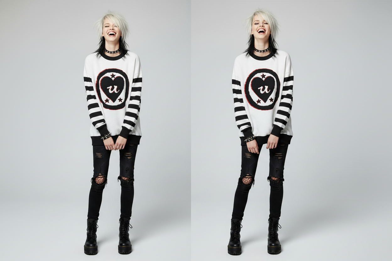 DARK URCHIN 'LOVE U' MENACE Relaxed fit knitted crew neck sweater. Black Heart. XL