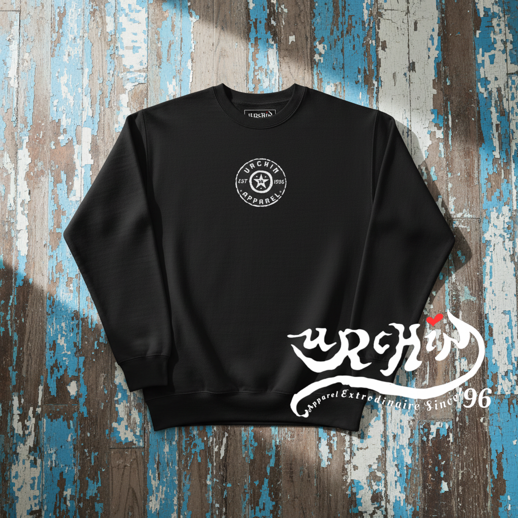 URCHIN 'Urchin Apparel U Star' B&W Logo. Choice of Dark Colours. Unisex Premium Sweatshirt