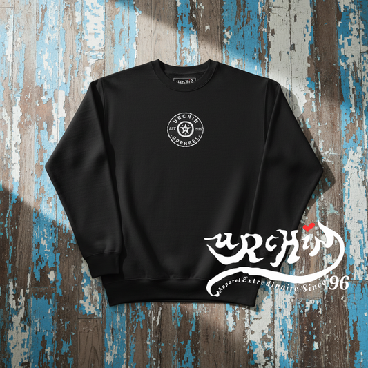 URCHIN 'Urchin Apparel U Star' B&W Logo. Choice of Dark Colours. Unisex Premium Sweatshirt
