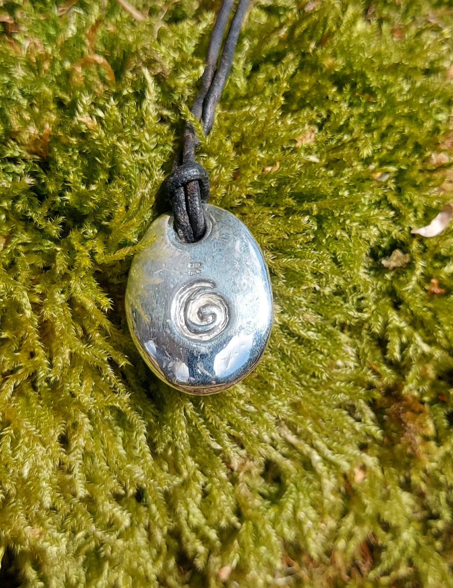 URCHIN -'Spiral' Unisex Drop Disc Urchin Logo Pendant. Solid Silver, Hallmarked. Hand-made in UK.