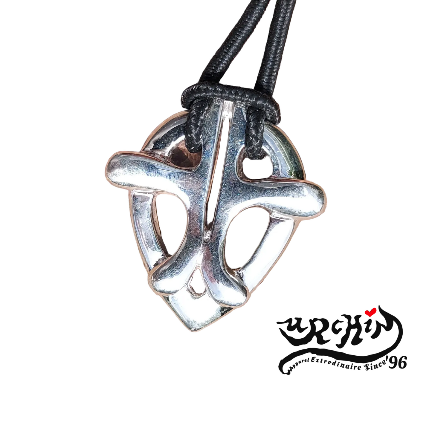 URCHIN Jewellery -'Heart Embrace' Unisex Silver Pendant. Solid Silver, Hallmarked. Hand-made in UK.