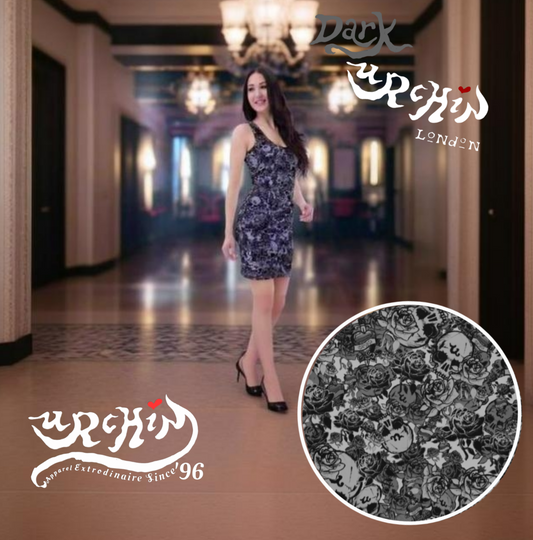 URCHIN 'U Skull Storm'. 'Metal' (Grey). Women’s Bodycon Dress. Choice of Sizes