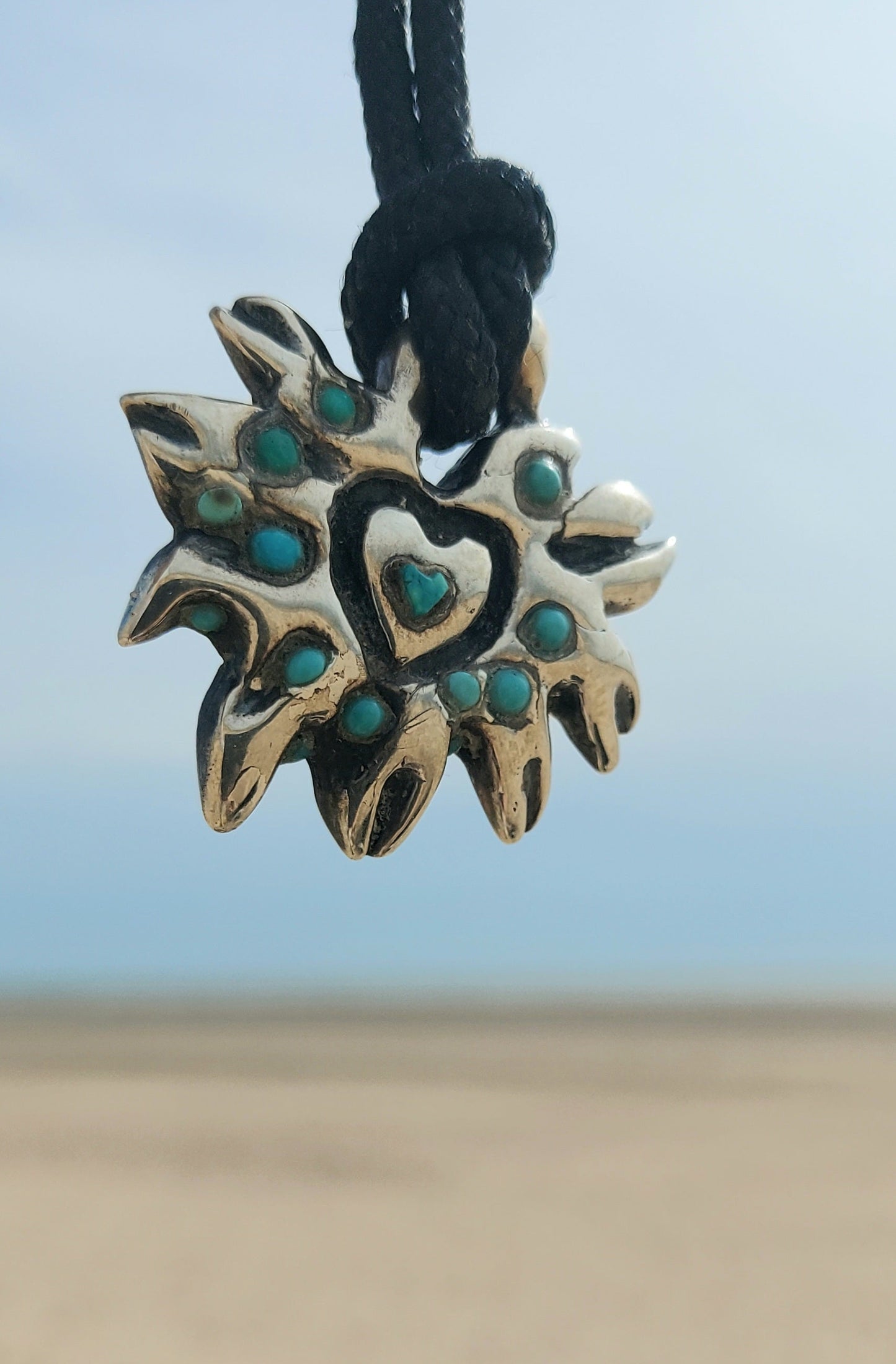 URCHIN Jewellery- 'Labchin' Solid Silver and Turquoise Pendant. Hallmarked. Hand-made in the UK.