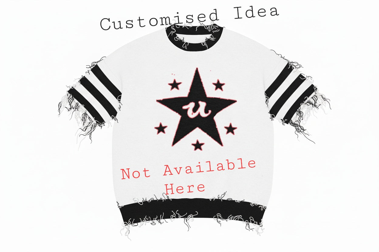 DARK URCHIN 'U STAR' MENACE Unisex Relaxed fit knitted crew neck sweater. Black Star.