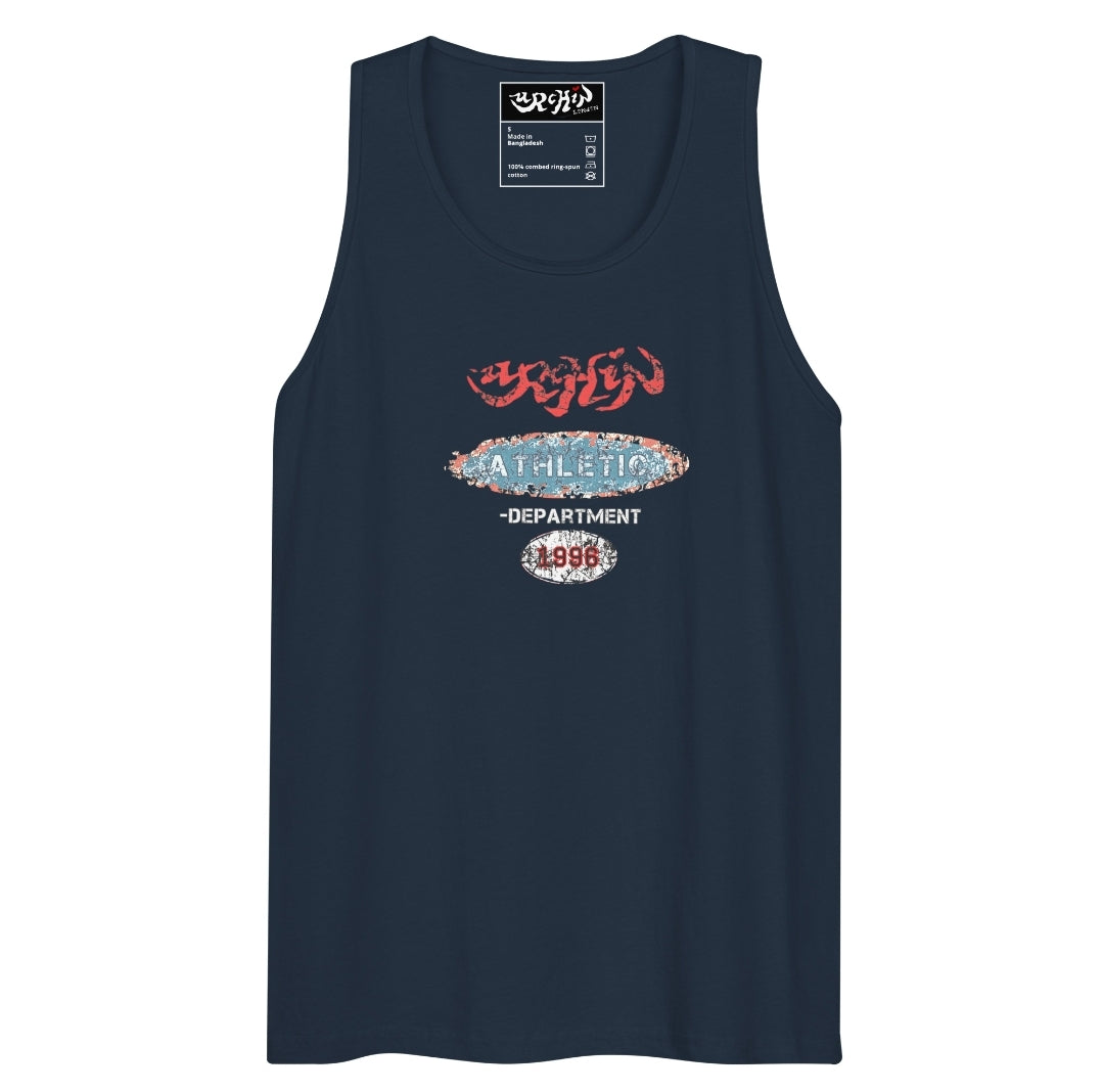 URCHIN Sports Mens Tank Top. 'Urchin Athletic Department 1996' Colour. Cotton. Range of Colours.