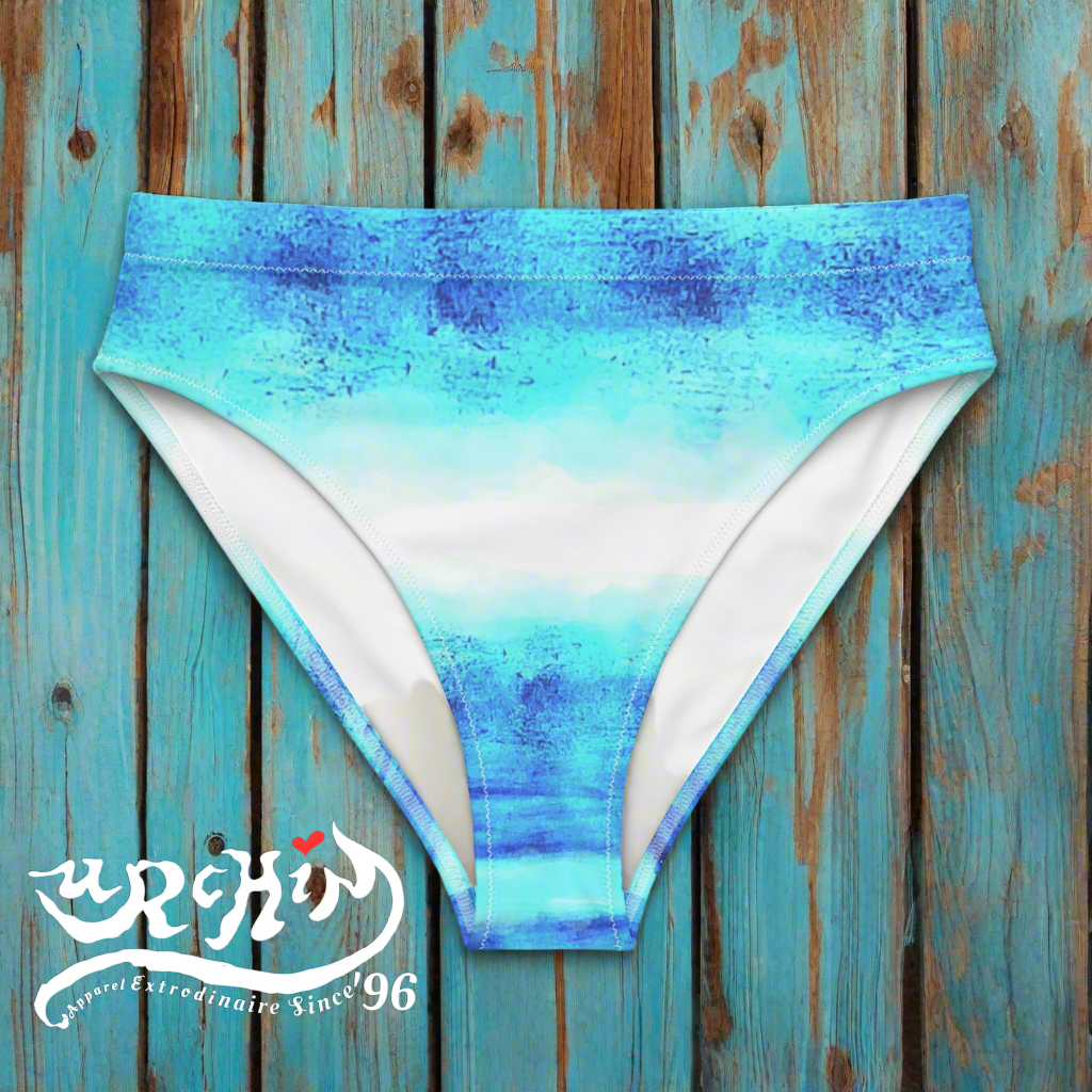 URCHIN Clothes & Swimwear. 'BLUE DREAM' Recycled high-waisted bikini bottom. Choice of Sizes.