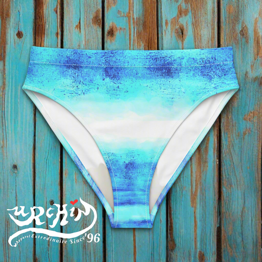 URCHIN Clothes & Swimwear. 'BLUE DREAM' Recycled high-waisted bikini bottom. Choice of Sizes.