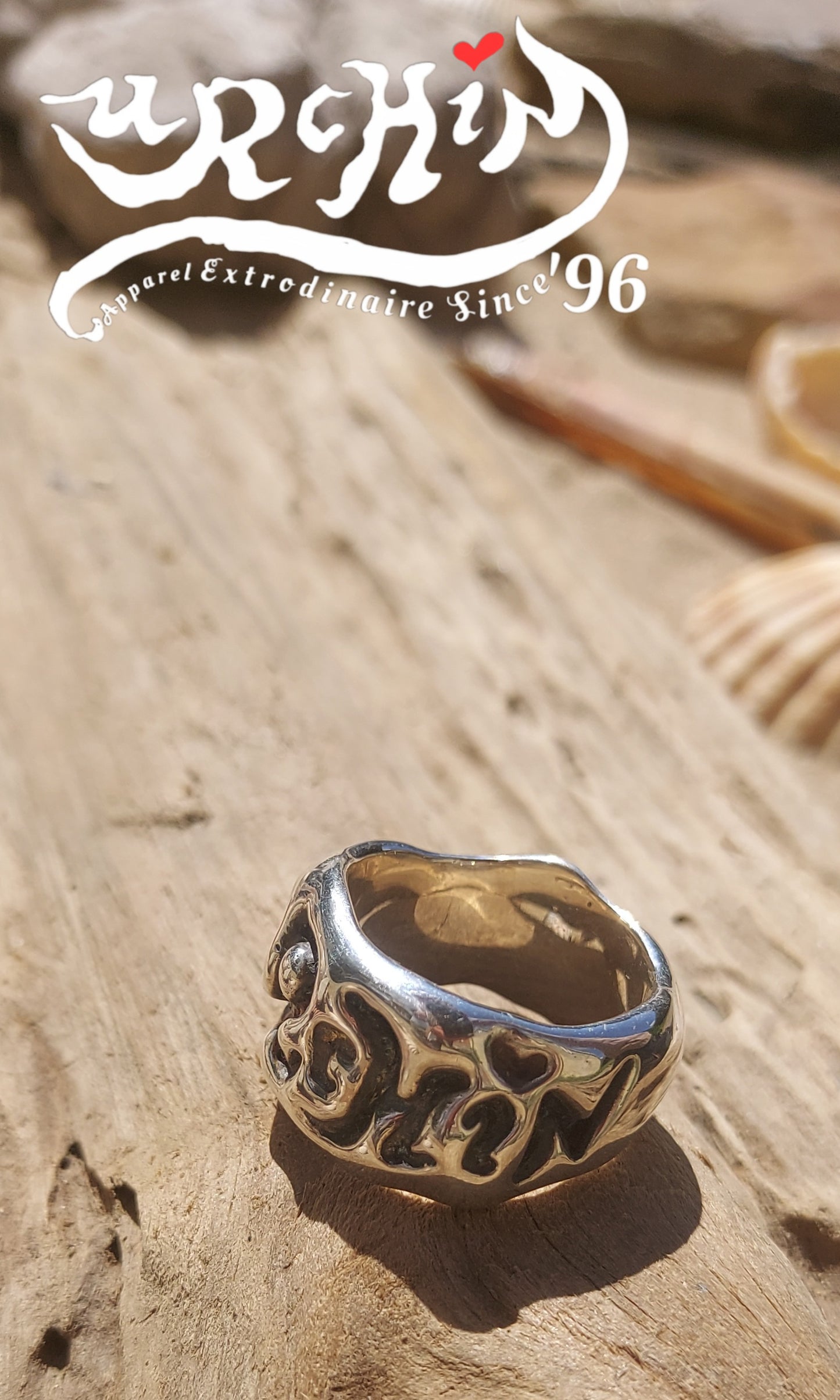 URCHIN Jewellery-'Phat Urchin' Logo Ring. Solid Silver. Hallmarked. Size S.