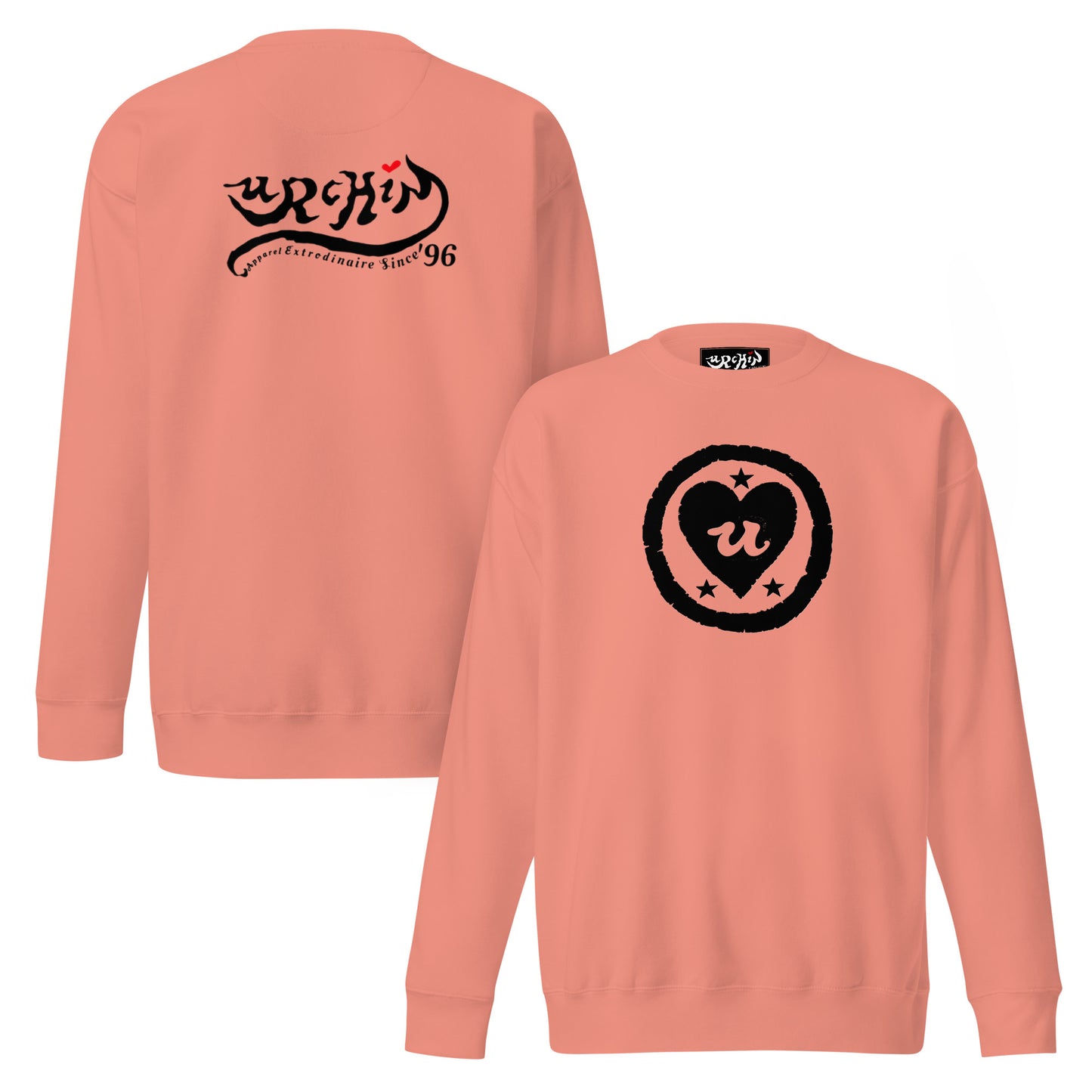 URCHIN 'LOVE U' Black Logo. Premium Cotton Sweatshirt. Choice of Colours. Unisex.
