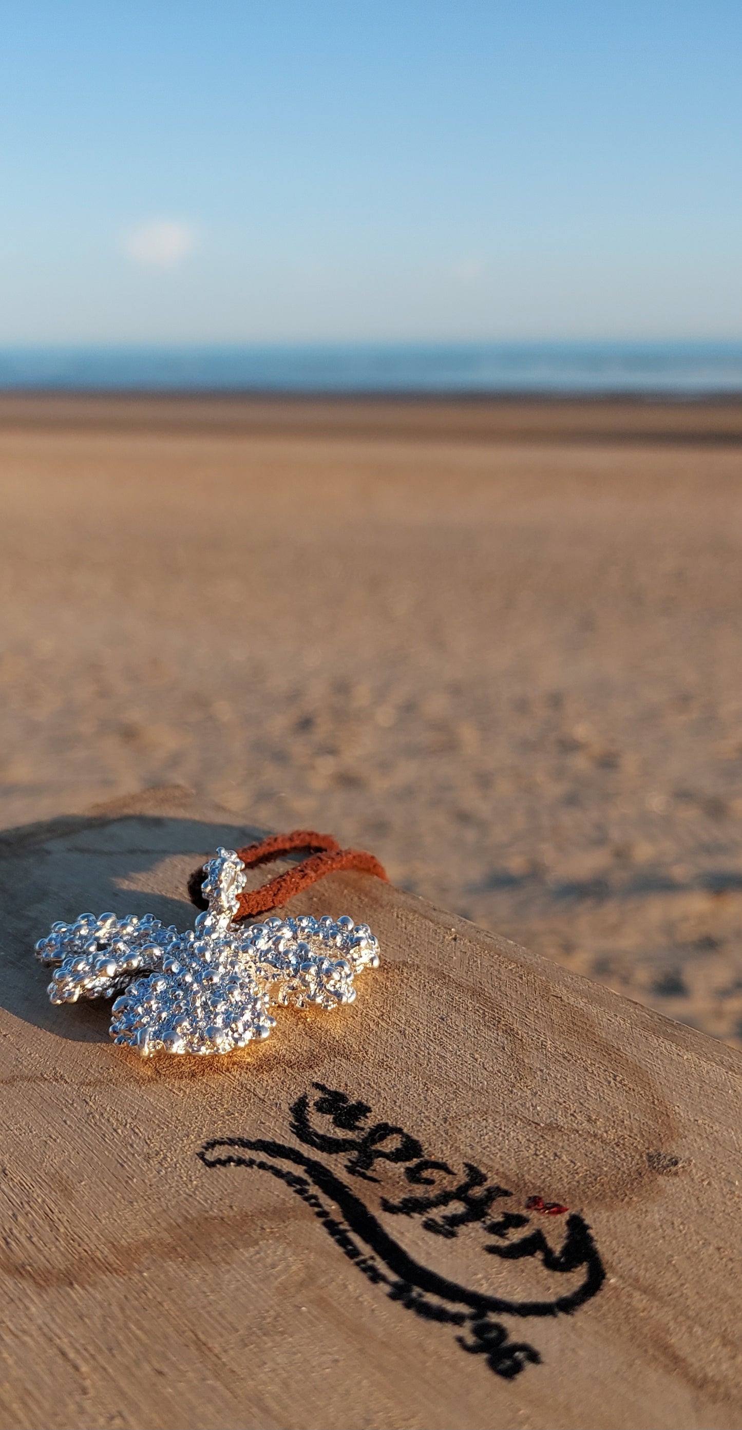 URCHIN Jewellery -'Encrusted Tsuba' Solid Silver Pendant. Hallmarked. Hand Made in the UK. Choice of Cord.