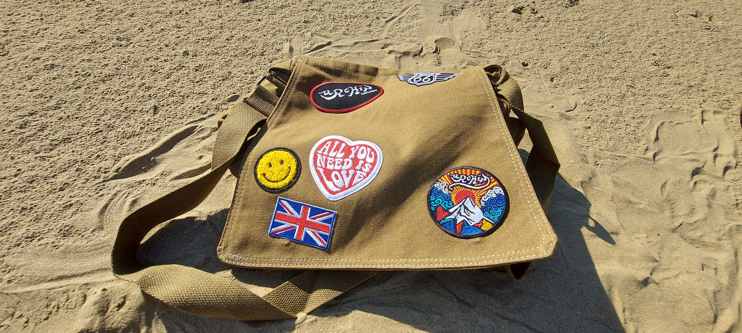 URCHIN Luggage. 'U TRAVEL' Urchin Embroidered Patches Design Duffel Bag. Unisex.