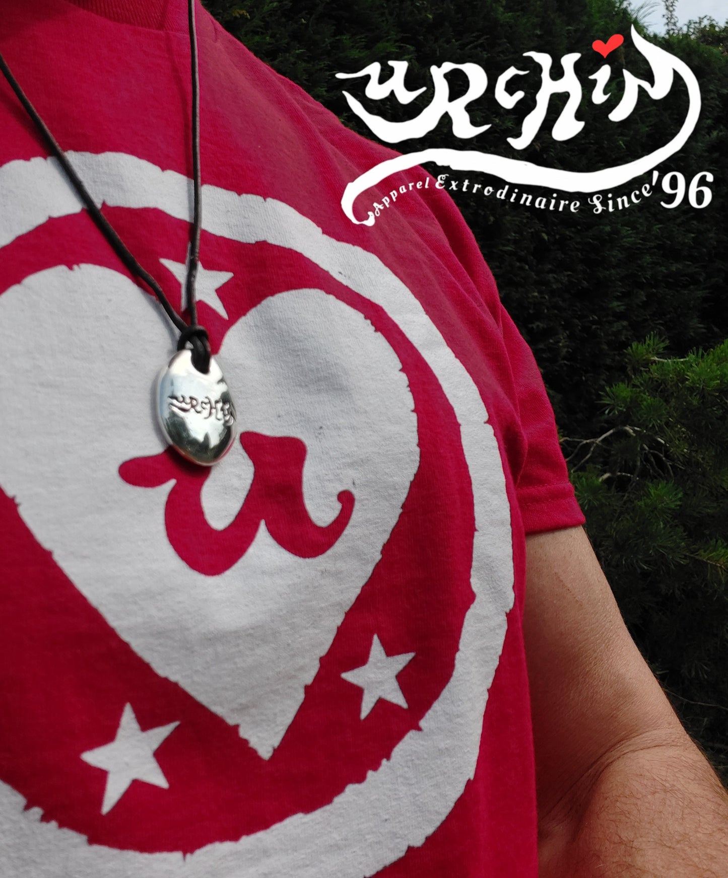 URCHIN -'Spiral' Unisex Drop Disc Urchin Logo Pendant. Solid Silver, Hallmarked. Hand-made in UK.