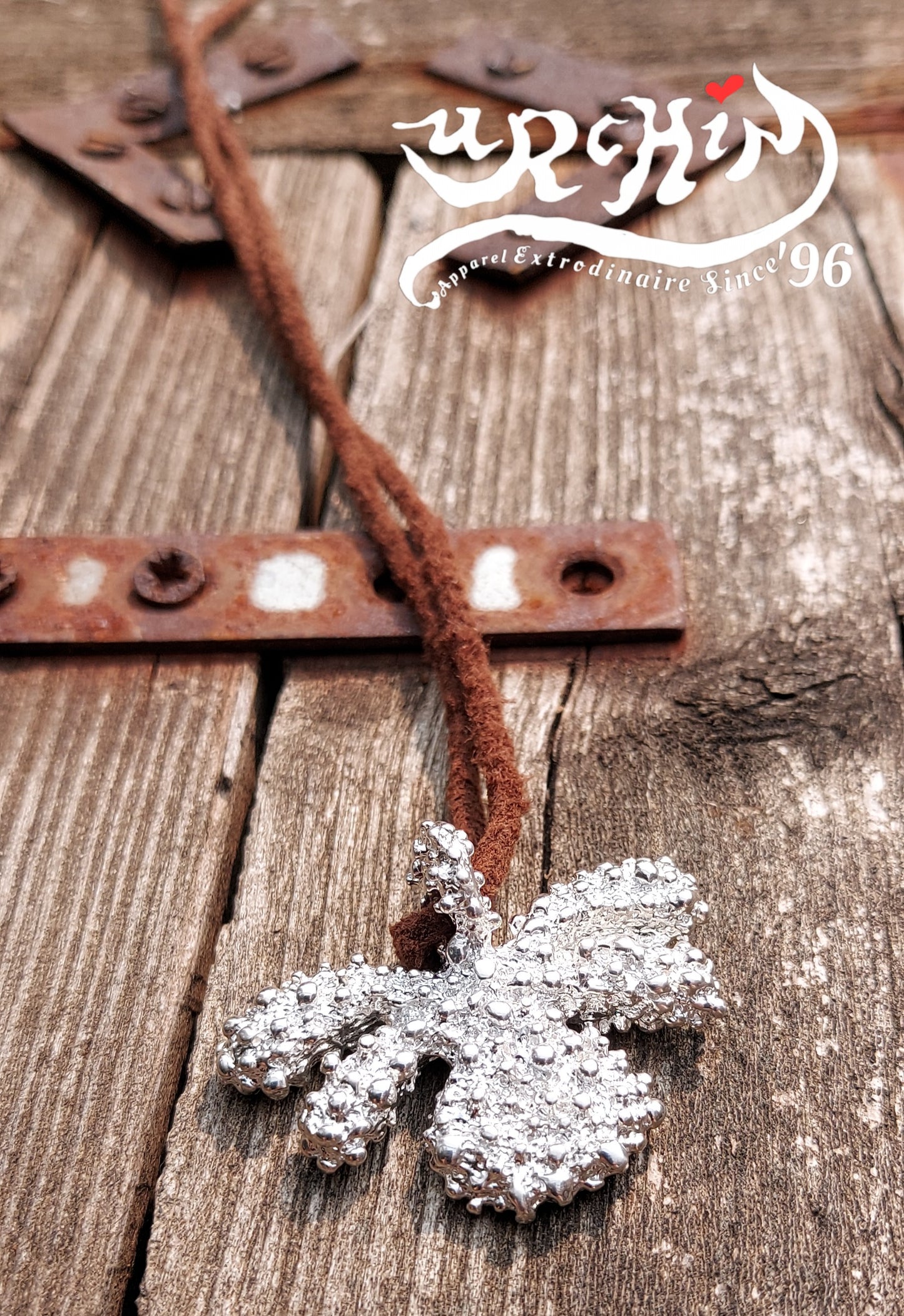 URCHIN Jewellery -'Encrusted Tsuba' Solid Silver Pendant. Hallmarked. Hand Made in the UK. Choice of Cord.