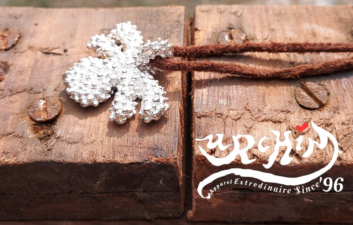 URCHIN Jewellery -'Encrusted Tsuba' Solid Silver Pendant. Hallmarked. Hand Made in the UK. Choice of Cord.