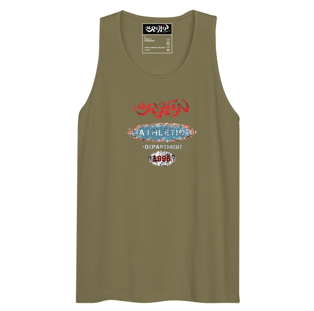 URCHIN Sports Mens Tank Top. 'Urchin Athletic Department 1996' Colour. Cotton. Range of Colours.
