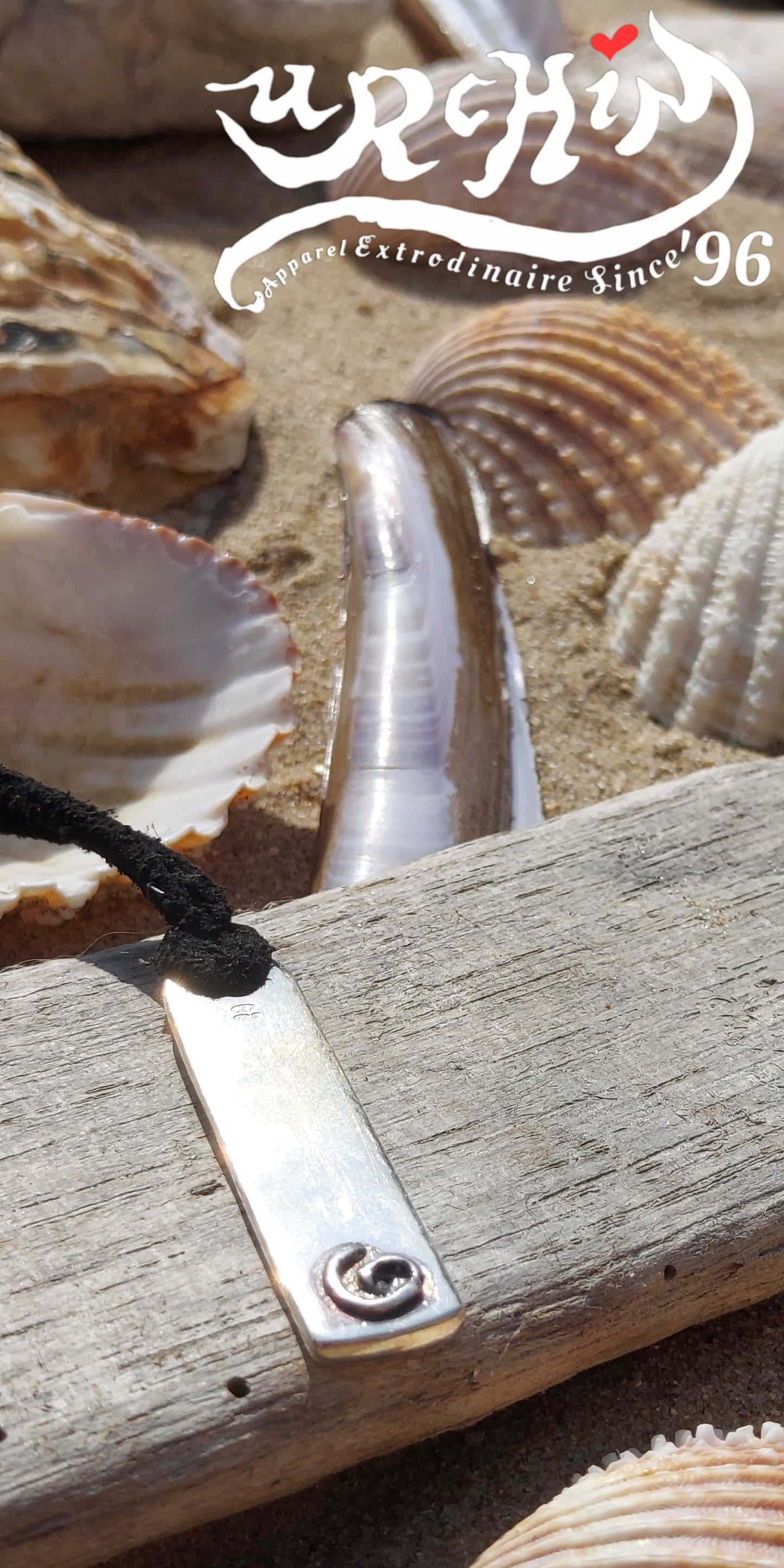 URCHIN -'Spiral Slab' Logo Unisex Pendant. Solid Silver, Hallmarked. Hand-made in UK.