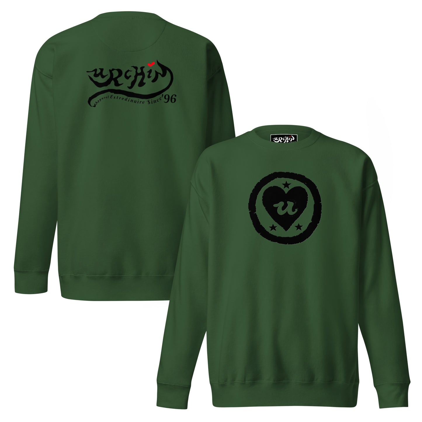 URCHIN 'LOVE U' Black Logo. Premium Cotton Sweatshirt. Choice of Colours. Unisex.