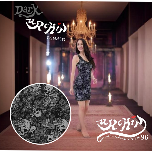 URCHIN 'U Skull Storm'. 'Night' (Black). Women’s Bodycon Dress. Choice of Sizes