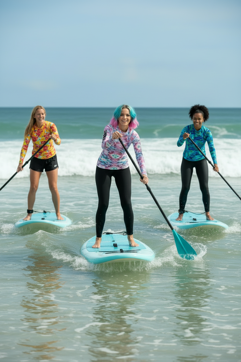 URCHIN-'CORAL SEA' Pink and Blue Tie Dye. Womens Rash Guard. Choice of Sizes.