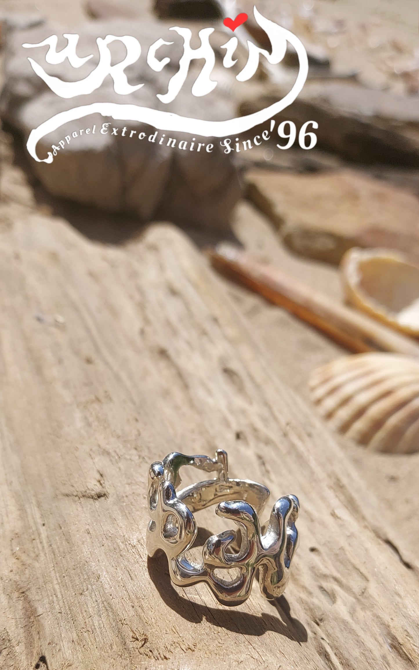 URCHIN Jewellery - 'Wave' Urchin Logo Ring. Hallmarked. Handmade in the UK. Size S