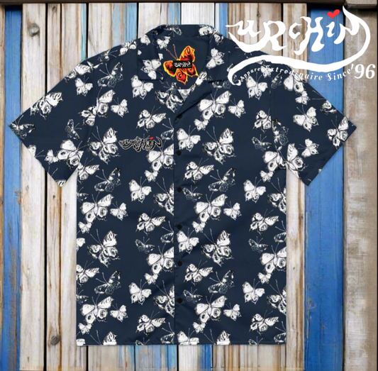URCHIN 'U BUTTERFLY. Blueberry Unisex button shirt. Multiple Sizes.
