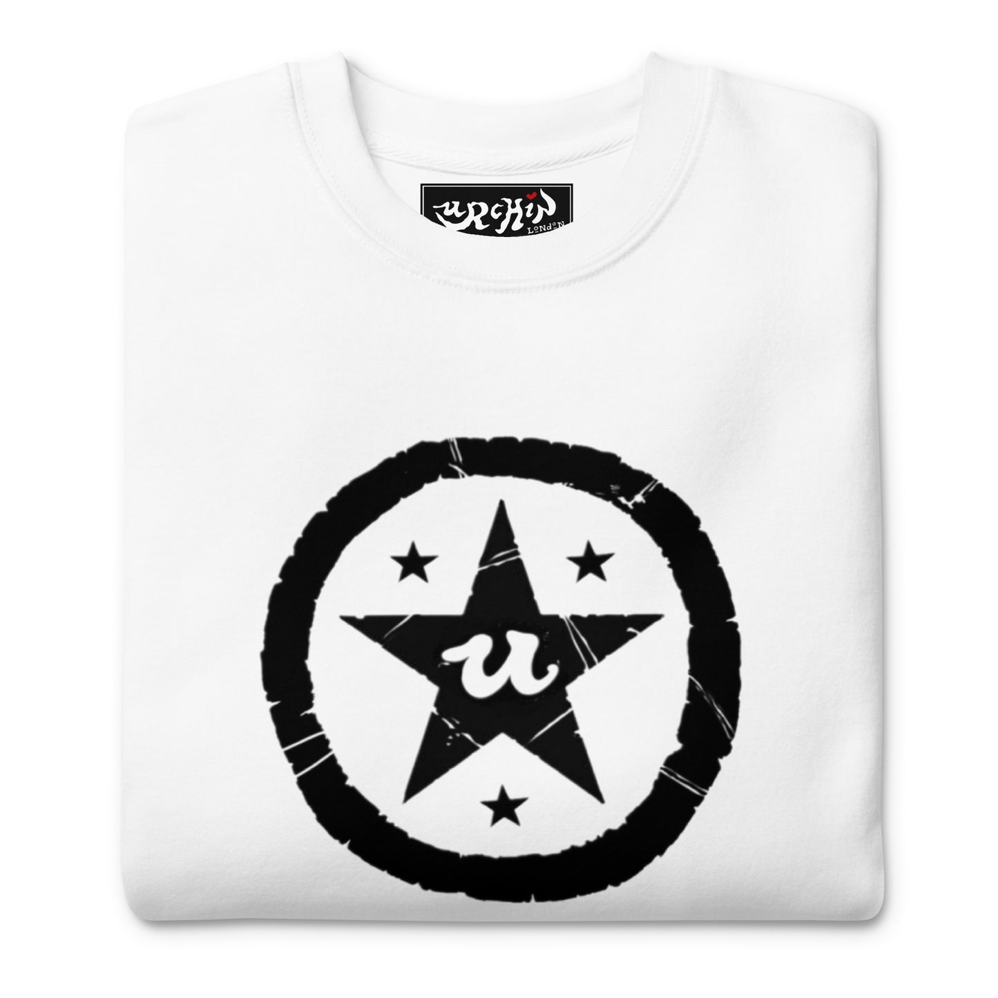 URCHIN-'U STAR' Black Logo. Premium Cotton Sweatshirt. Choice of Colours. Unisex.