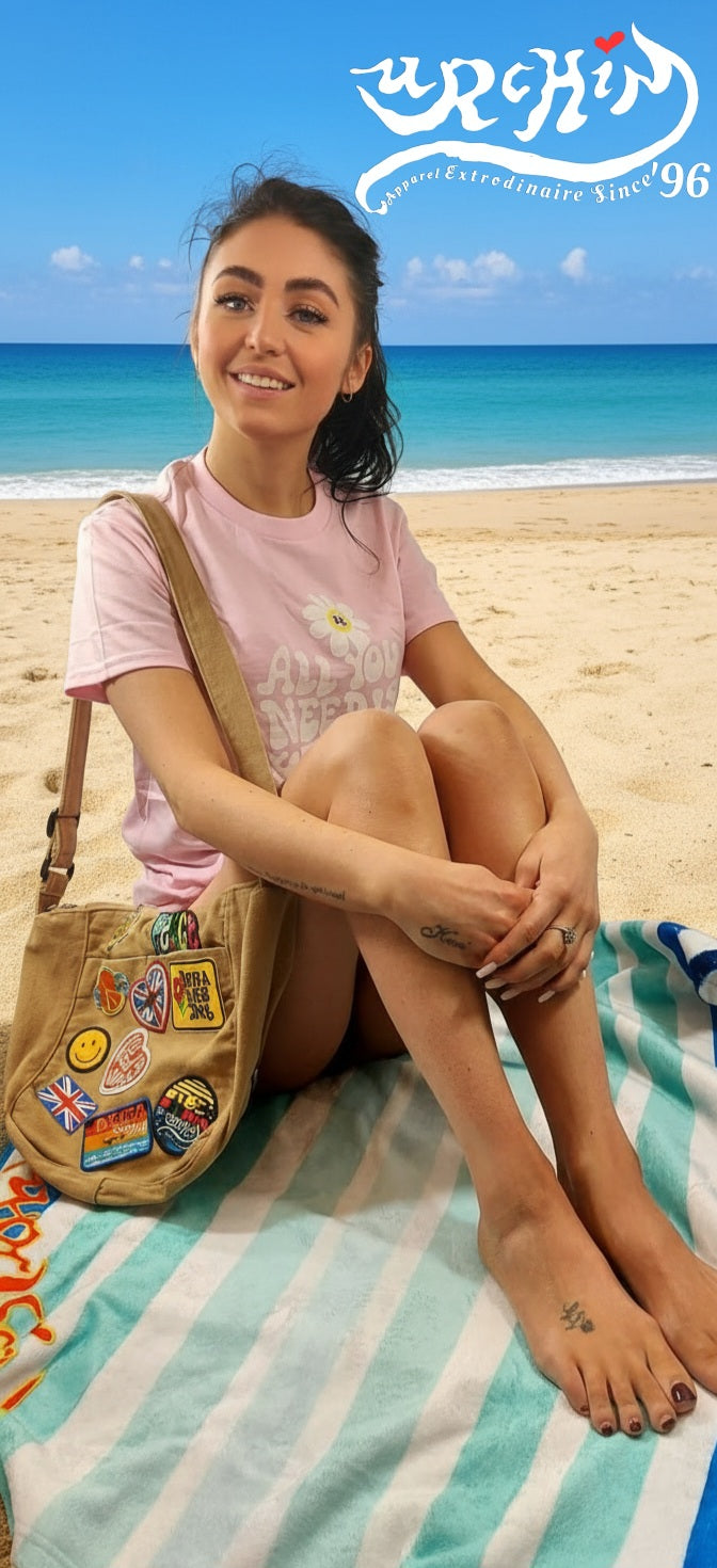 URCHIN logo Blue Stripe Beach Towel. Cotton Mix. Two Sizes