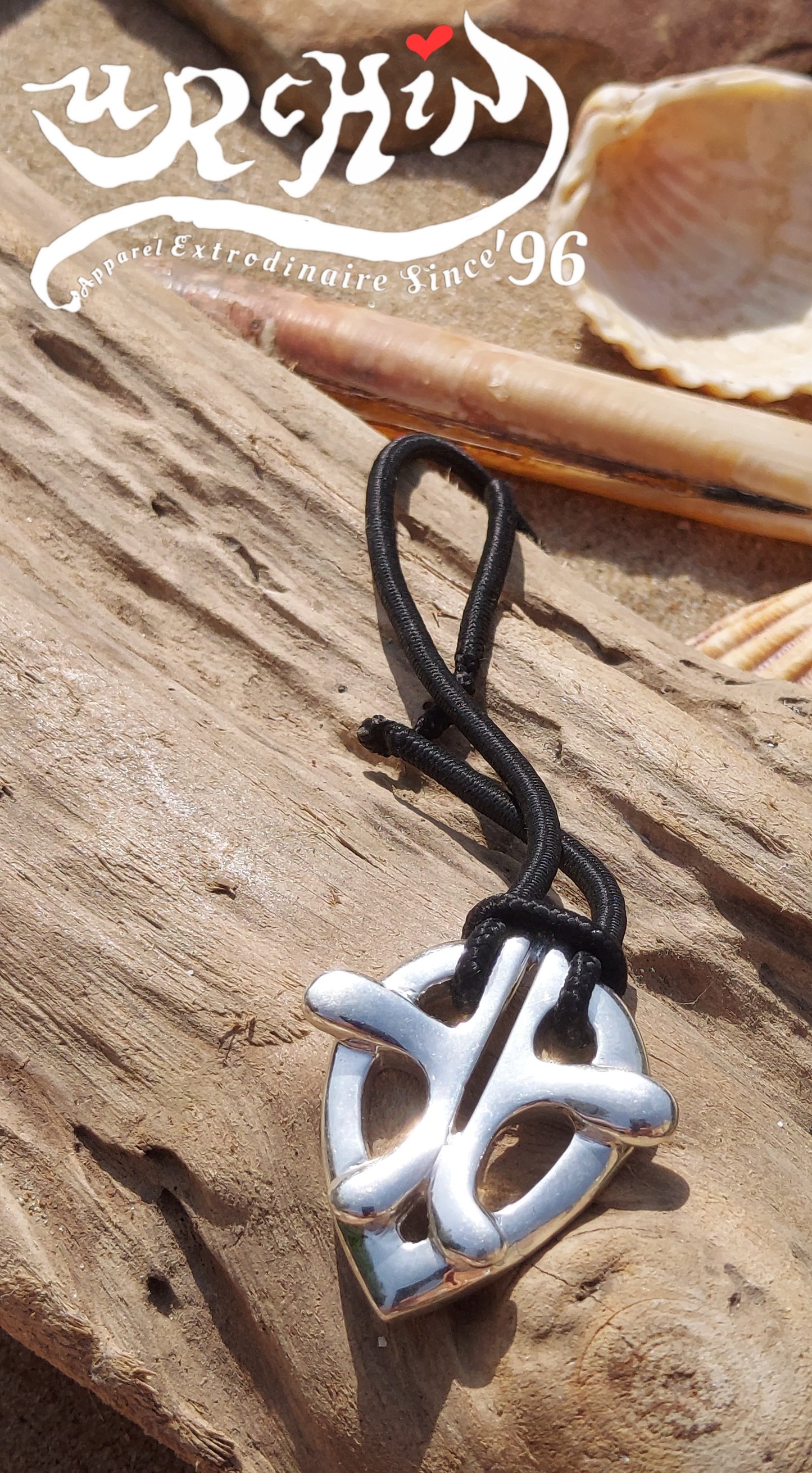 URCHIN Jewellery -'Heart Embrace' Unisex Silver Pendant. Solid Silver, Hallmarked. Hand-made in UK.