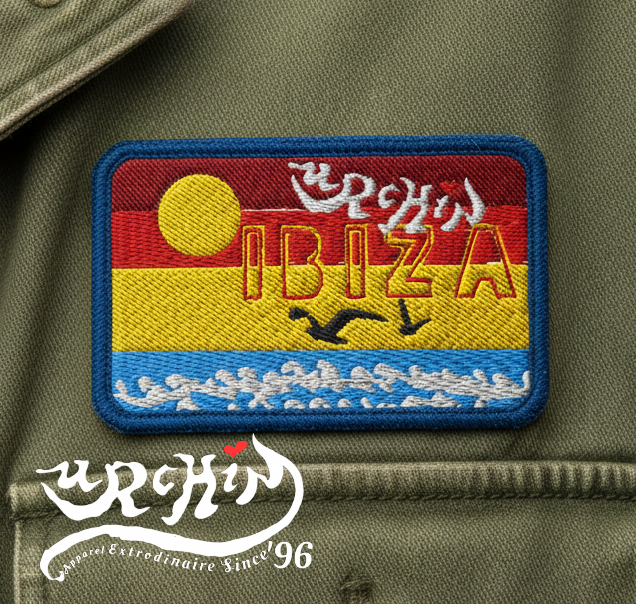 URCHIN 'Ibiza Sea Gulls' Rectangle. Embroidered Patch.