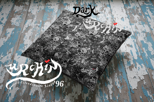 DARK URCHIN 'Skull Storm'. All over print Pillow (both sides). Colour 'Metal'( Grey). 3 Sizes.