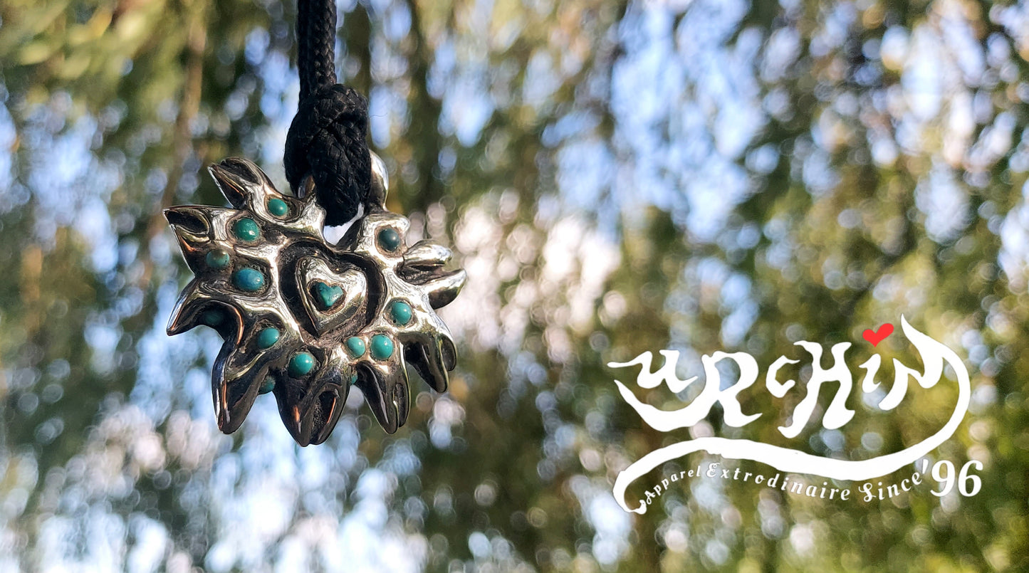 URCHIN Jewellery- 'Labchin' Solid Silver and Turquoise Pendant. Hallmarked. Hand-made in the UK.