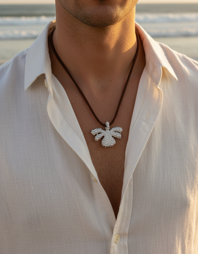 URCHIN Jewellery -'Coral Tsuba' Solid Silver Pendant. Hallmarked. Hand Made in the UK. Choice of Cord.