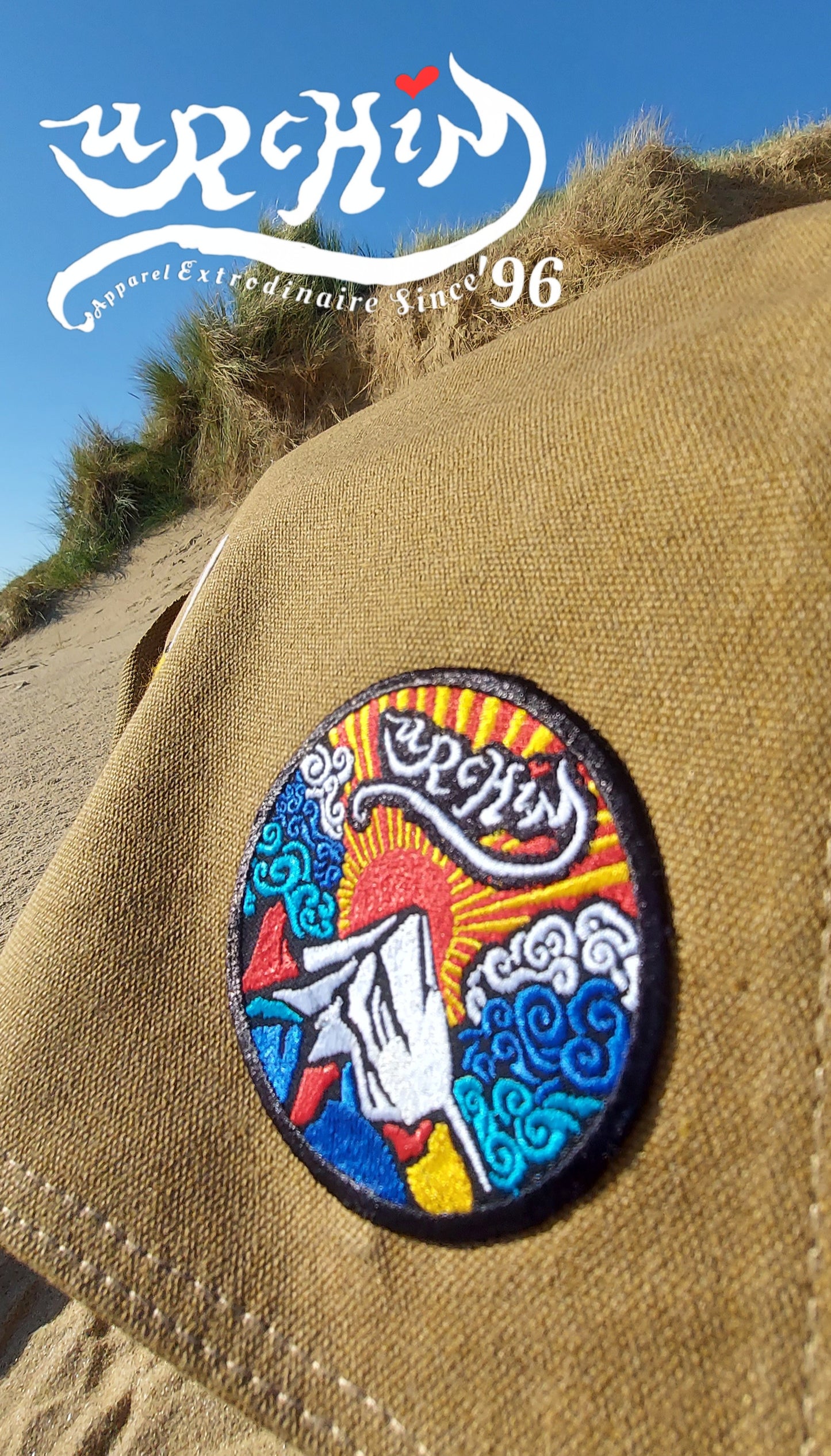 URCHIN Luggage. 'U TRAVEL' Urchin Embroidered Patches Design Duffel Bag. Unisex.