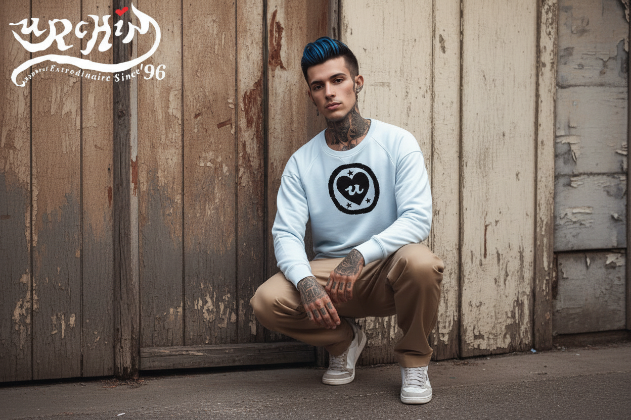 URCHIN 'LOVE U' Black Logo. Premium Cotton Sweatshirt. Choice of Colours. Unisex.